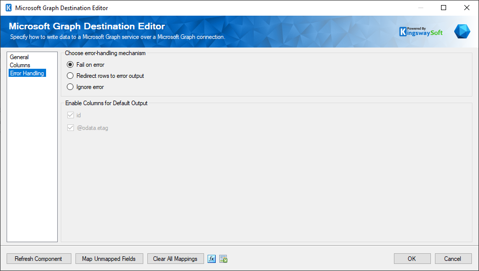 SSIS Microsoft Graph Destination Component - Error Handling